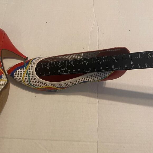 CARLOS FALCHI For Neiman Marcus Women’s Open Weave Multicolored Heels 6.5N - Picture 4 of 8